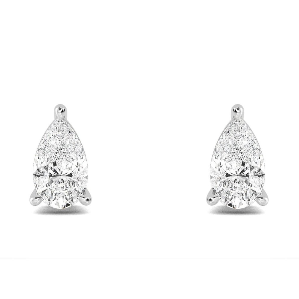 IGI 1.20 CTW 14K WG Pear Cut Lab Grown Diamond Solitaire Earrings,EF-VS